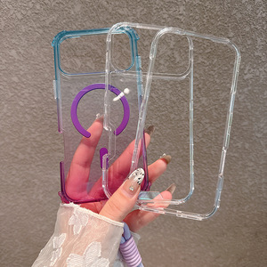3 trong 1 rõ ràng <span class=keywords><strong>PC</strong></span> TPU Gradient màu Magnetic trường hợp điện thoại cho Iphone 13 14 15 16 17 Pro Max ba lớp trường hợp thiết kế với dây đeo - Product Image 2
