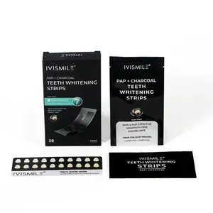 IVISMILE Free samples Private Label Charcoal Black Non Peroxide PAP Teeth Whitening Strips