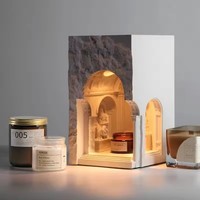 Lampe de table chauffe-bougie électrique en ciment, design architectural, pour la fusion de cire et l'aromathérapie, inspirée de la sculpture de David du Musée Industriel