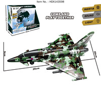 Jouets d'avion de chasse militaire à friction en plastique ABS inertiel HDX pour enfants avec son, certifiés CE