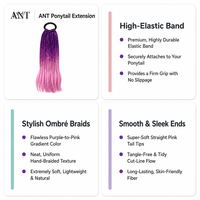 Queue de cheval tressée synthétique ombrée de 24 pouces en fibre haute température avec élastique pour femmes et salons de coiffure - Vente en gros