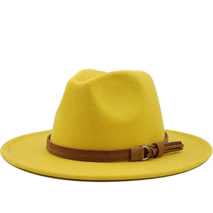 Cross-border Belt Mens British Style Jazz Wide-brimmed <strong>Ms</strong>. Fedora Autumn and Winter Gift - Product Image 2