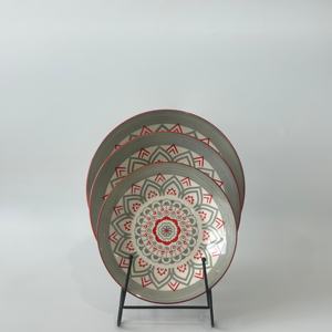 Elaborados motivos arabescos 18 piezas Pad impresión cerámica vajilla plato <span class=keywords><strong>de</strong></span> sopa conjunto para <span class=keywords><strong>6</strong></span> <span class=keywords><strong>personas</strong></span> sirve para la familia boda comedor - Product Image 3