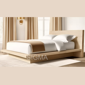 Современная минималистская кровать Sigma из дубового дерева с ручной резьбой, массивная натуральная Массажная мебель для дома и спальни, мебель для гостиниц - Product Image 5