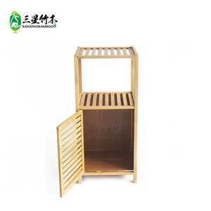 Bamboo multi-layer floor <b>shelf</b>, multi-functional <b>storage</b> rack for home living room, bamboo laundry <b>basket</b>, wholesale available. - Product Image 2