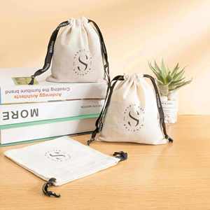 Lower MOQ Cotton Gift Recyclable Dust Bag Natural Recyclable Custom Logo Printed Shoe Drawstring Pouch Gift Package Pouch - Product Image 3