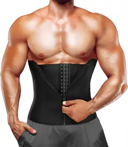 Neoprene masculino controle de barriga transpiração cinto de emagrecimento treinador de cintura sauna fitness com aparador de zíper de emagrecimento