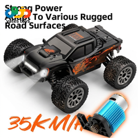 Camion RC avec éclairage LED atmosphérique 1:16 4WD, monster truck tout-terrain RC RTR avec moteur à balais 390 et télécommande 2,4 GHz WLtoys 164018