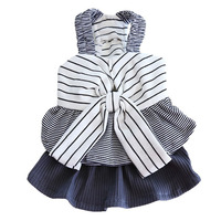 Robe élégante pour animaux de compagnie avec grand nœud, robe rayée pour chien et chat, collection printemps-été