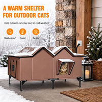 Maison pour chat chauffée en plein air, imperméable, grande, isolée, avec coussin chauffant, abri pour chat d'hiver, accessoires pour animaux de compagnie