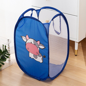 Cartoon Design Large <strong>Mesh</strong> Pop up <strong>Hamper</strong> Tall Nursery Collapsible Laundry Basket Net Sorter Bin for Dirty Clothes Toys Bathroom - Product Image 4