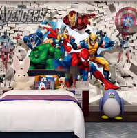 Papier peint photo personnalisé Avenger Nion Hulk Spiderman 3D Stere Mural