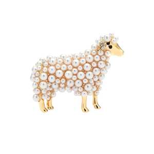 Cadeau souvenir élégant perles blanches mouton broches or mignon Animal <span class=keywords><strong>agneau</strong></span> épinglettes ferme bijoux Collection - Product Image 6
