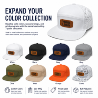 Casquette OEM personnalisée à 6 panneaux, perforée au laser, respirante, imperméable, en tissu éponge, avec patch logo, pour marques streetwear, plage, extérieur, station balnéaire