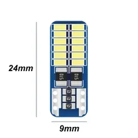 Ampoule LED automobile T10 Canbus 3014 24SMD 194 162 W5W 6000K Blanc Glace Bleu DC 12V 200lm pour plaque d'immatriculation et éclairage intérieur de voiture