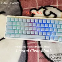 Fynmi Crystal Clear Blank White/Blue/Pink/Purple ANSI/ISO Layout SA/MDA Profile PBT PC Keycaps