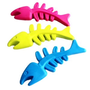 Juguete masticable en forma de hueso de pescado para perros y gatos, juguete de entrenamiento chirriante para mascotas con divertido sonido de goma para cachorros - Product Image 4