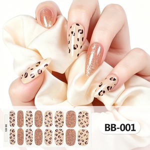 Pegatinas de Uñas Transfronterizas de <span class=keywords><strong>Gel</strong></span> de 16 Dedos, Serie <span class=keywords><strong>BB</strong></span>, Estilo Retro Instagram, sin Horno, con Luz UV, Diseño Floral/Estampado de Leopardo/Brillante - Product Image 6