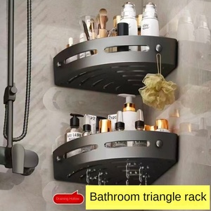 Étagère d'angle de salle de bain moderne en plastique à un seul niveau, non pliable, étanche, design sans perçage pour <span class=keywords><strong>rangement</strong></span> de gel <span class=keywords><strong>douche</strong></span> et articles de toilette - Product Image 3