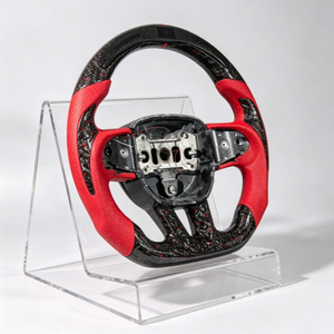 Accesorios para Automóviles <span class=keywords><strong>Dodge</strong></span> Charger Challenger, Volante de Fibra de Carbono Forjado Rojo, Personalizado de Alta Calidad, en Cuero Liso - Product Image 2