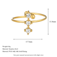 Nouvelle bague croisée bague ligne incrustée de zircon bague en acier inoxydable plaqué or 18 carats pour femme, pas de décoloration