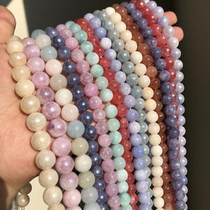 Perles d'angelites lisses jaunes, vertes, roses, rouges, violettes, pour la fabrication de bijoux, à faire soi-même, vente en gros, 6MM — 12mm, pièces - Product Image 4