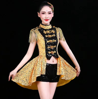 Costume de cirque pour femme Ecoparty, maître de cérémonie, avec short, pour Halloween, Noël, danse, fête à thème carnaval
