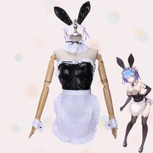 토끼 소녀 메이드 복장 드레스 할로윈 파티 애니메이션 의상 제로 코스프레에서 다른 세상에서 다시 인생
