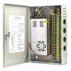 Fusible de reinicio <span class=keywords><strong>CCTV</strong></span> DC de 18 canales, caja de alimentación con enchufe de CA y bloqueo para cámaras de seguridad, DVRs, fuente de alimentación <span class=keywords><strong>CCTV</strong></span>, DC12V, 30 Amp - Product Image 1