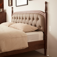 Lit double en noyer noir américain massif, style nordique minimaliste moderne, pour chambre principale, lit de mariage, tête de lit personnalisable