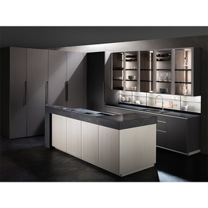 Ensembles complets de meubles de cuisine modernes sur mesure avec poignées en acier inoxydable, meubles de cuisine et de restaurant - Product Image 1