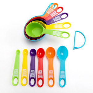 Kitchen baking <b>measuring</b> <b>spoons</b>, 12-piece set, colorful plastic <b>measuring</b> cups and <b>spoons</b> with graduations for flour and - Product Image 3