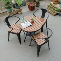 Ensemble de table en bois en plastique anti-corrosion pour extérieur pour café balcon de loisirs en plein air