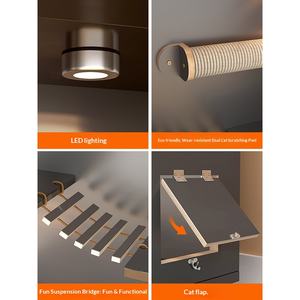 Кошачий домик-вилла из массива дерева, многоуровневый, большой, с лазалкой, от производителя, интегрированный, в стиле лайт-люкс, современный, серый - Product Image 3