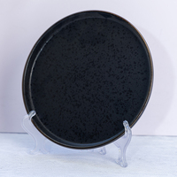 Service de table de luxe 4 pièces en céramique émaillée noire – Bols et assiettes résistants à la chaleur, compatibles micro-ondes et anti-fuite