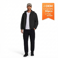 Blouson bomber noir à capuche zippé pour homme, patchwork, imperméable, respirant, léger, décontracté, vêtement d'extérieur, OEM personnalisé