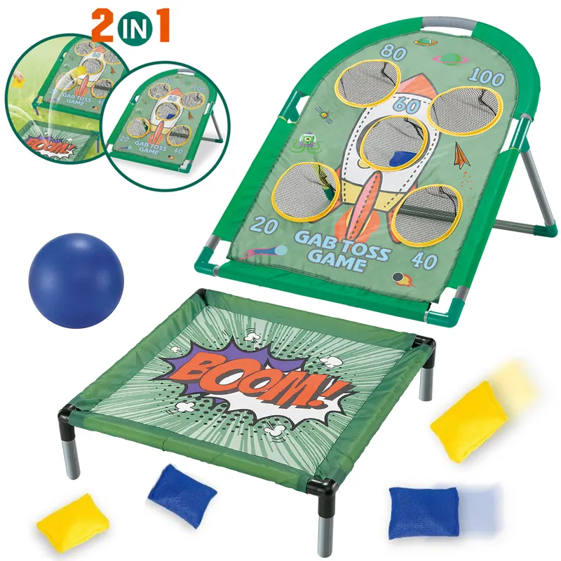 Nueva Llegada Portable Niños Interior Exterior Plástico Deportes Juguete Elástico Marco Titular Pinball Rack Sandbag Combinación Toss Juegos