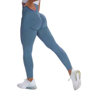 Wholesale Women Custom High Waist Stretchy Compression Soft Butt Lift Alphalete Amplify Stacked Thick Seamless Tik Tok Leggings