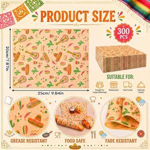Papier d'emballage pour tacos, jetable, antiadhésif, résistant aux hautes températures, feuilles pour <span class=keywords><strong>charcuterie</strong></span> mexicaine, résistant à l'huile, doublures pour paniers alimentaires - Product Image 2