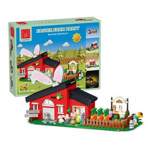 <span class=keywords><strong>Moko</strong></span>-Ensemble de Blocs de Construction 3 en 1, Jouet de Fête de la Ferme, Lapin de Pâques, Cadeau pour Enfant, 20205 - Product Image 1