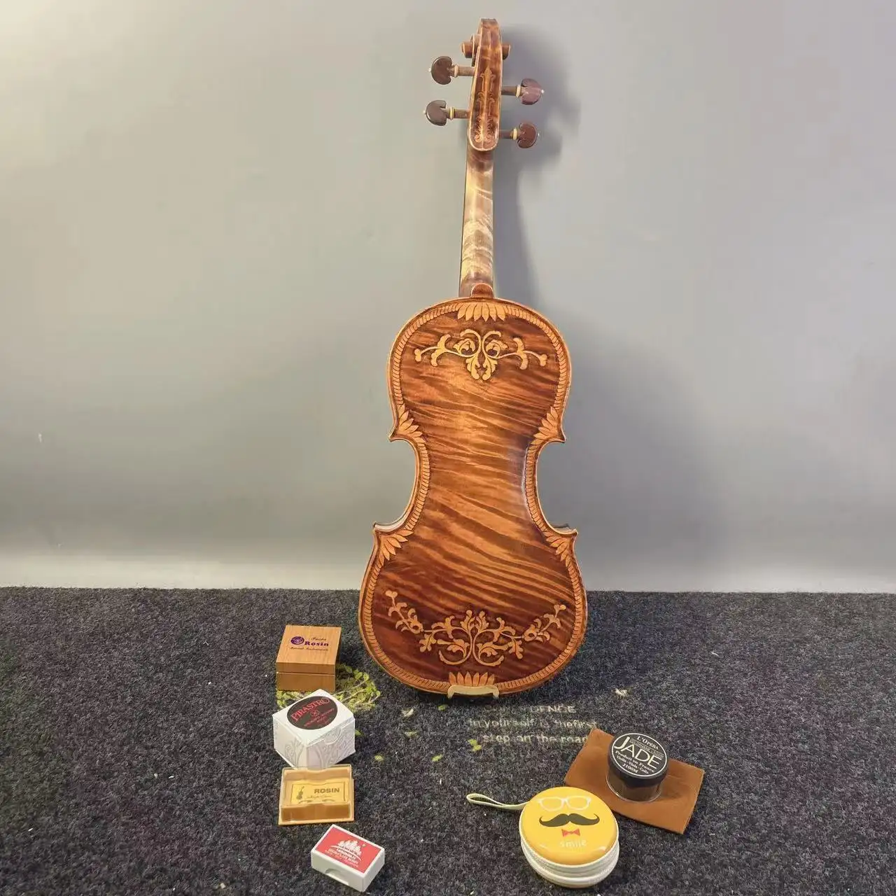 44 handgemachte Holz violine mit Schnitz blumenmuster für Solo