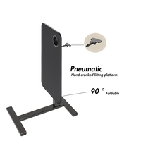 Table d'appoint portable pliable à 90° avec roulettes, réglage pneumatique de la hauteur et plateforme de rangement