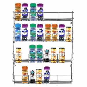 Wall Mounted <b>Spice</b> <b>Rack</b> Iron Rectangle Seasoning Storage Organizer For Kitchen Cabinet Door Easy Cleaning - Product Image 1