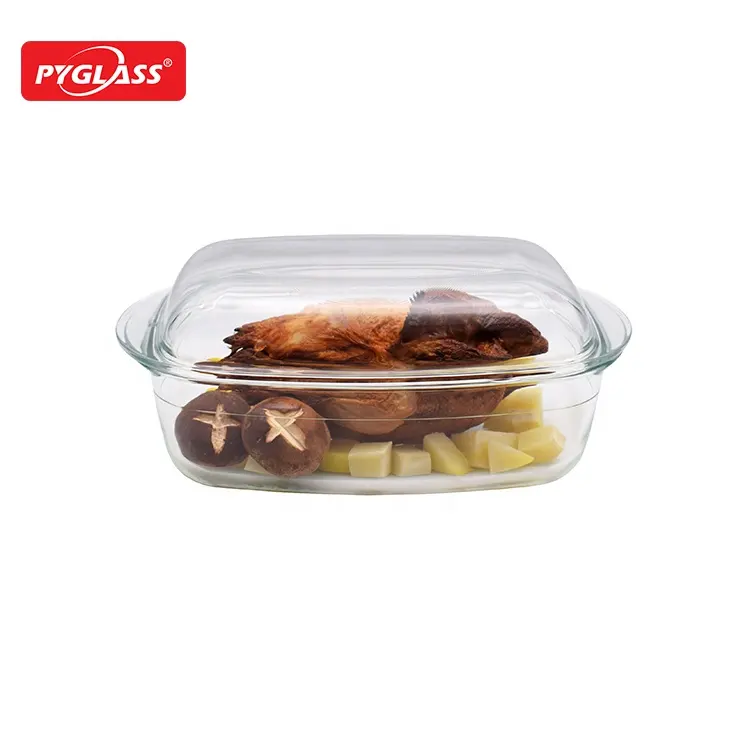 Glass Fire & Heat-Resistant Casserole Roasting Dish With Lid