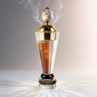 Brûleur d'encens en cristal K9 avec base en onyx noir, couvercle creux en forme de lune dorée, support d'aromathérapie zen pour décoration artistique de luxe à domicile