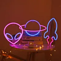 Decorazioni per la camera da letto insegna al Neon lampada da notte per camere Wall Art Bar Party USB o batteria Aliens Planet LED Lights Neon Light Sign
