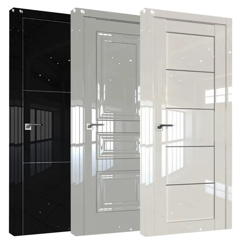 American modern style internal door luxury black high gloss bedroom furniture door high gloss room door