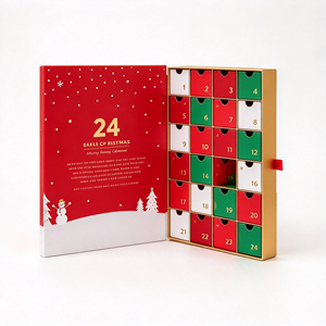 Custom 24 Drawers <b>Christmas</b> Countdown Gift Box Smooth Drawers Festive <b>Artwork</b> for Chocolate Holiday Gifts Advent Calendar Box - Product Image 1
