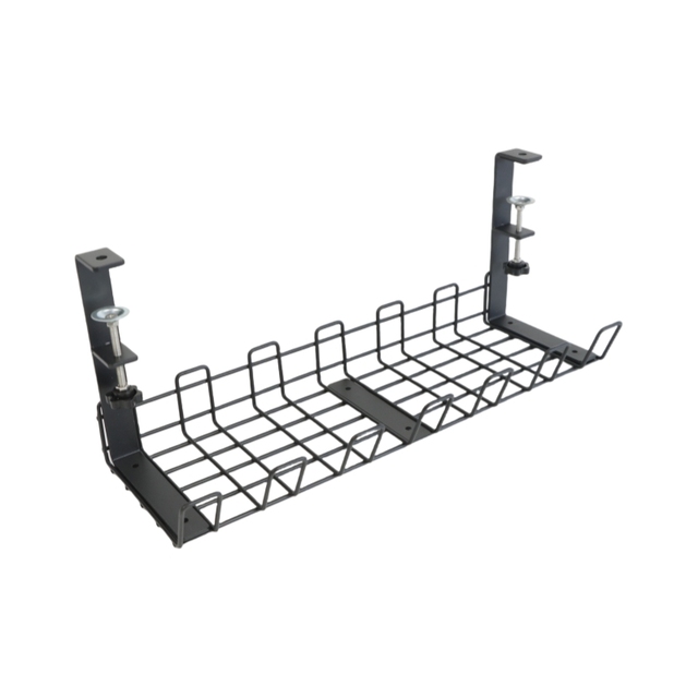 Wire Metal Management C Clamp Trays No Drill Table Cable Raceway Kit Desk Cord Organizer