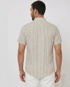 Camisa de Lino a Rayas para Hombre, Corte Ajustado, Informal, para Verano, Transpirable, Manga Larga, Calidad de Exportación, Proveedor al por Mayor - Product Image 2